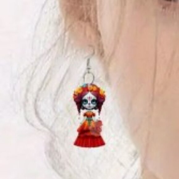 3-Pair Acrylic Doll Earrings Set - Unique 2D Effect - Picture 6 of 6